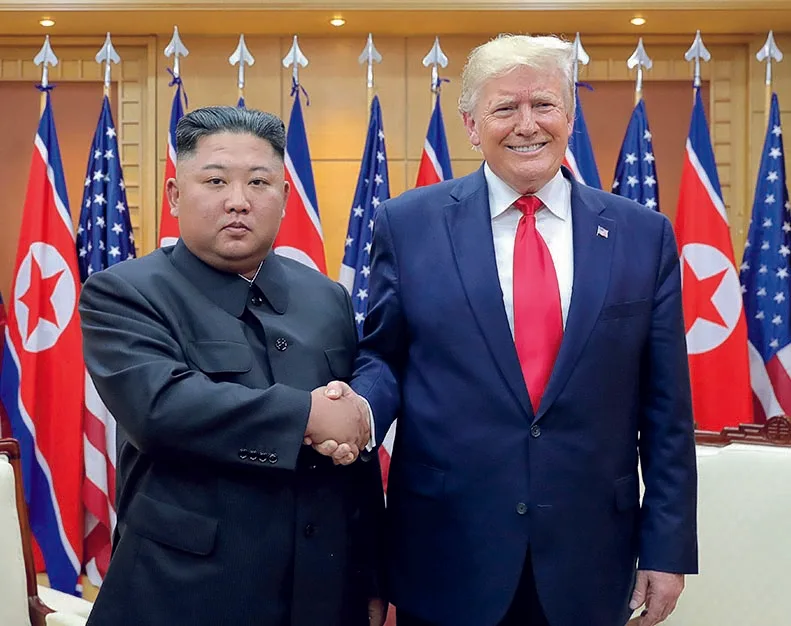 朝鮮最高領導人金正恩(左)與美國總統特朗普。